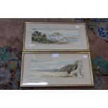 European school, "Cannes" watercolour painting, 13cm x 34cm, gilt framed and glazed together with a