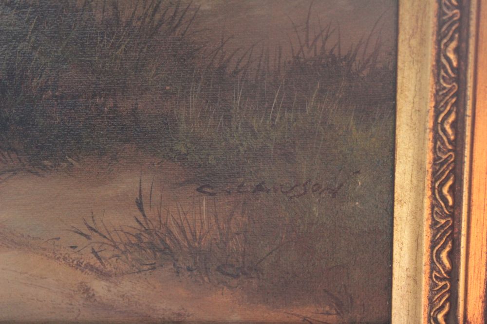 A modern canvas of a cottage scene in gilt frame - Image 3 of 3