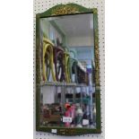 A green painted oriental inspired bevel edged wall mirror