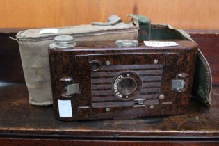 A Kodak No 2 Hawkette bakelite camera in original canvas case