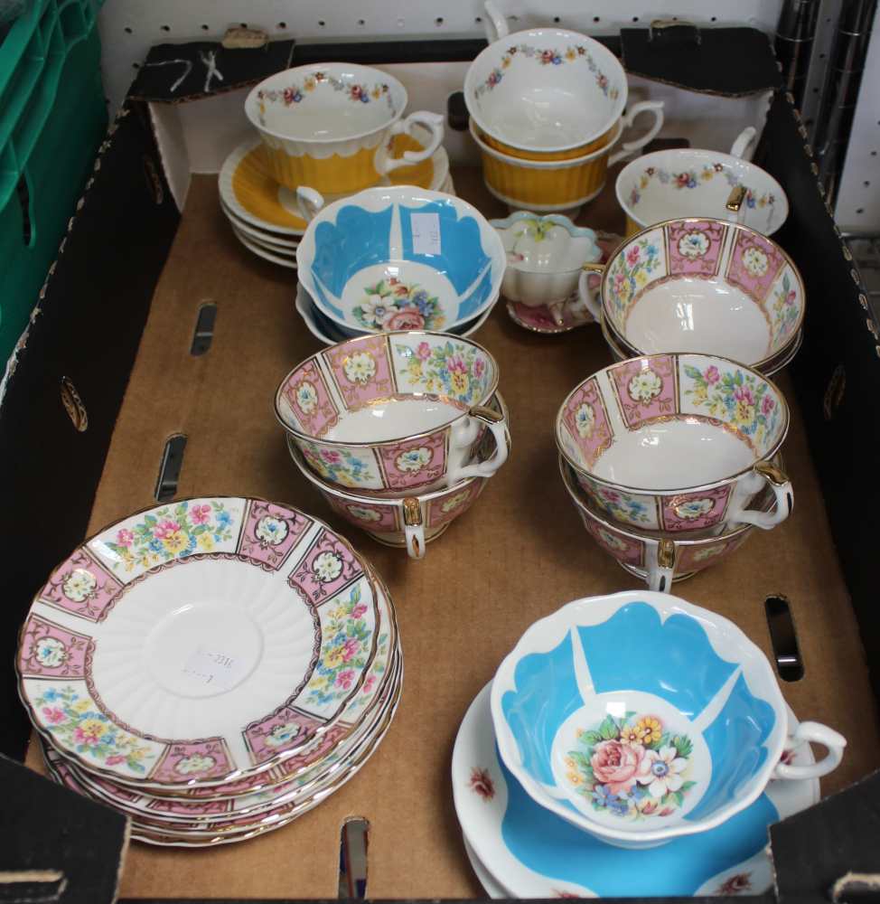 A quantity of china cups & saucers, to include Paragon ware