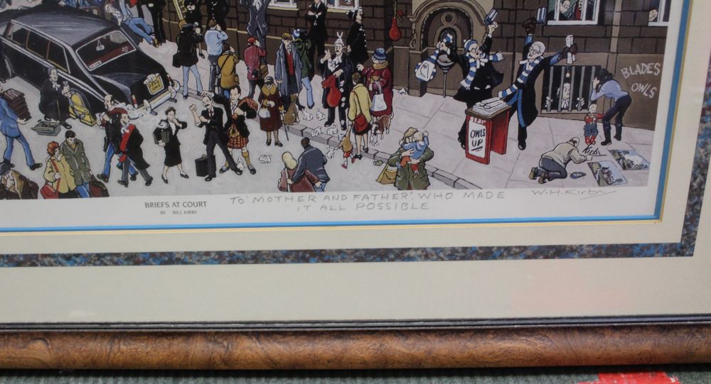 A large framed and glazed print "Briefs at Court" by Bill Kirby 41/150 signed - Image 3 of 3