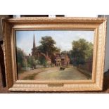 Mollie Hiorns (nee Wilson) "Allesley Village, near Coventry c.1895" oil painting on canvas, monogram