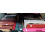 Two tray boxes containing hardback & paperback fiction literature history etc