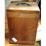 A 19th century mahogany microscope box single door & two small slide drawers