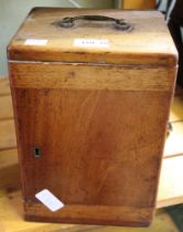 A 19th century mahogany microscope box single door & two small slide drawers