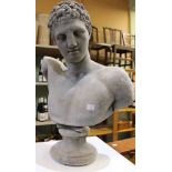 A modern cast concrete bust of a Roman gentleman
