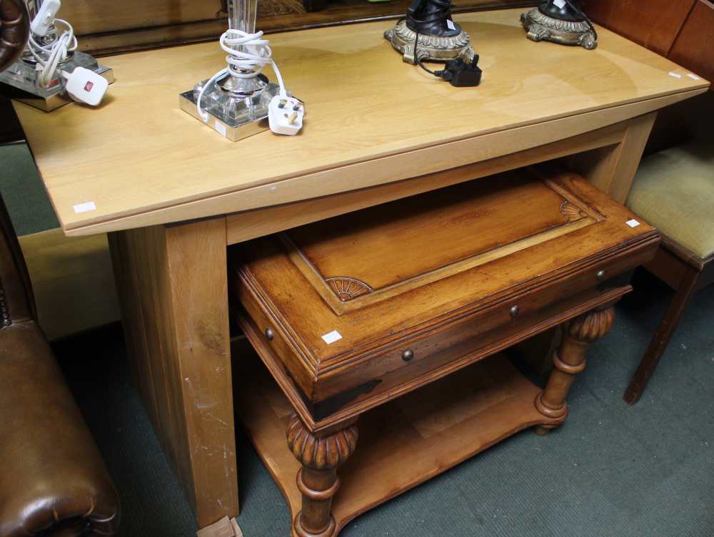 A modern beech console or hallway side table