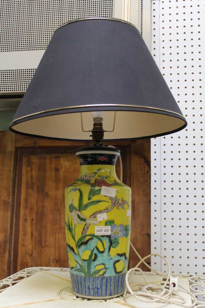 An oriental inspired glazed ceramic lamp base