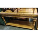 A modern imported hardwood console / hall side table with under tier together