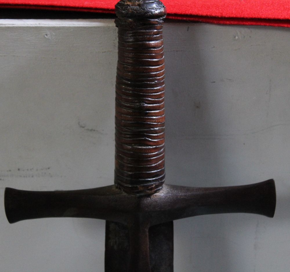 A Templar style sword, with leather wrapped handle, over all length 109cm - Image 2 of 2