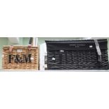 A Harvey Nichols wicker picnic basket with a smaller F&M example (2)