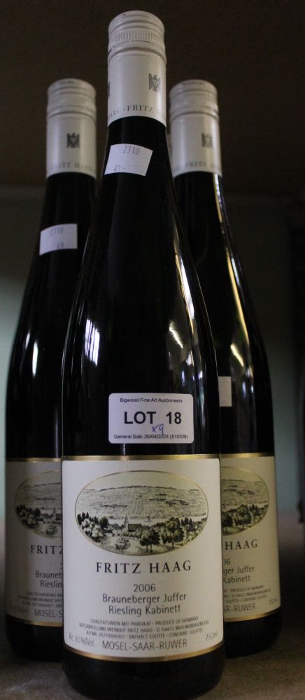 Fritz Haag Reisling, 2006, 9 bottles