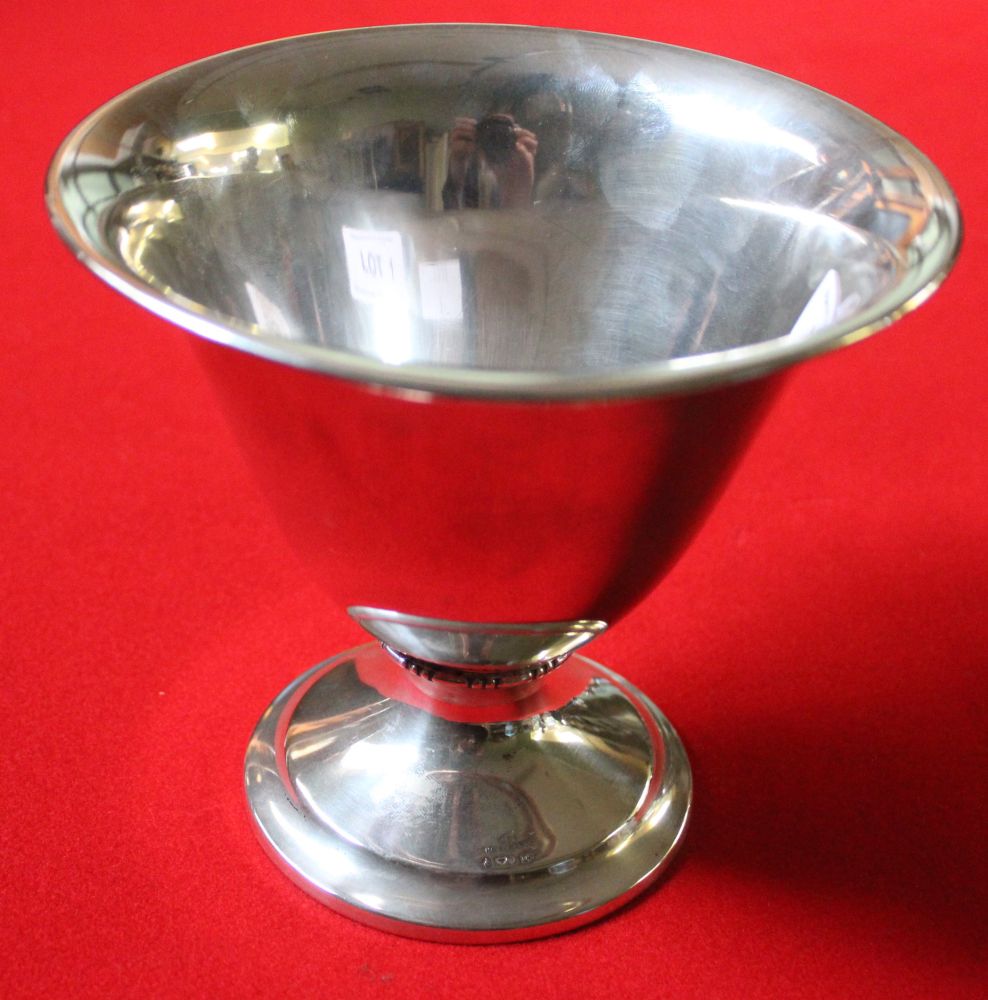 C G Hallberg, a Swedish silver chalice, plain tapering form with notched belt band above the flared - Image 2 of 2