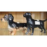 A Beswick dachshund together with a ceramic labrador