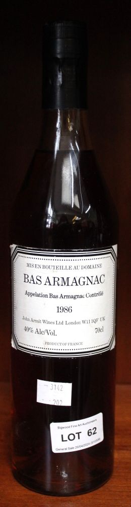 Bas Armagnac 1986, bottled for John Armit Wines, London, 1 bottle - Image 2 of 2