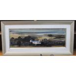 Sue Howells RBSA, SWA (1948-) "Pembroke Autumn" watercolour painting, 23cm x 68cm, framed, mounted a