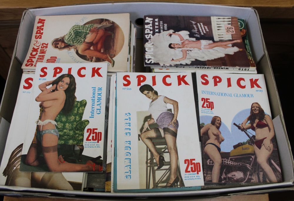 A box containing a large quantity of 1960/70's glamour magazines. Spick and Span, Foto etc