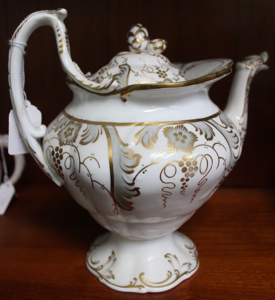 A 19th century china teapot, gilt and grey decoration - Image 2 of 2