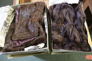 Two boxed vintage fur stoles