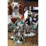 A small quantity of Staffordshire figurines including fireside dog (4)
