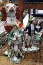 A small quantity of Staffordshire figurines including fireside dog (4)