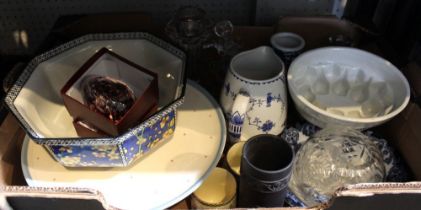 A box of assorted glass & ceramic wares