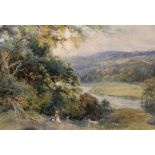 W C Peace, "Summer Valley" watercolour painting, signed and dated 1895, 29cm x 43cm, gilt framed and