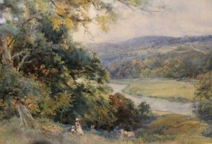 W C Peace, "Summer Valley" watercolour painting, signed and dated 1895, 29cm x 43cm, gilt framed and