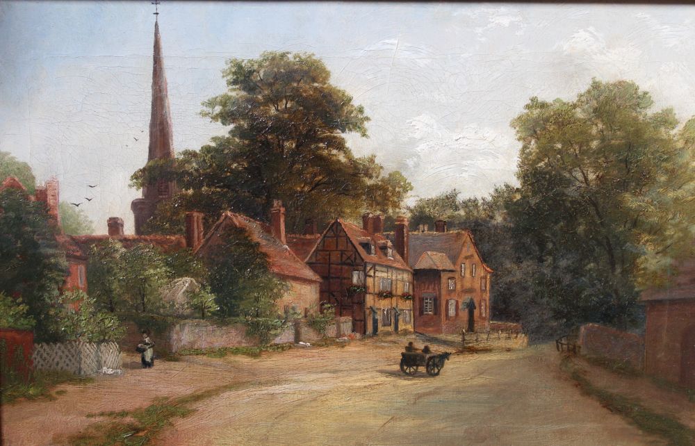 Mollie Hiorns (nee Wilson) "Allesley Village, near Coventry c.1895" oil painting on canvas, monogram - Image 2 of 5
