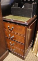 A modern fling cabinet of two drawers with green & gilt skiver inset top