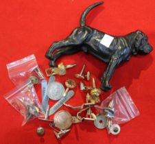 A collection of cuff links, includes ones with internal fishing flies, cameos and horse and jockey l