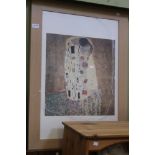 A modern framed Gustav Klimt print