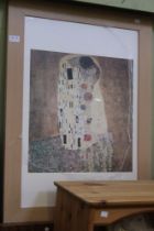 A modern framed Gustav Klimt print