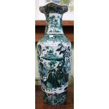 A large Chinese ceramic vase, decorated in the famille vert palette, the scenes with figures in West