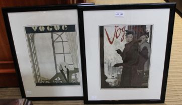 Two framed "Vogue" fashion plates of the 1930;s, 31cm x 23cm, framed, mounted and glazed (2)