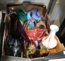 A box of Studio glass to include Rihimaki Finnish glass vase, together with many other examples