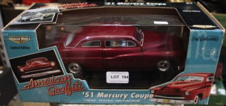 A Die-Cast metal American Graffiti, '51 Mercury Coupe Limited Edition model car 1/18th scale in orig