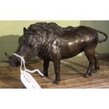 Mahmood Tahir, bronze Warthog, monogrammed "MT" 10cm high