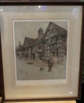 Cecil Aldin, 'Old English Inns' - The Middle House, Mayfield, signed print, oak framed & glazed