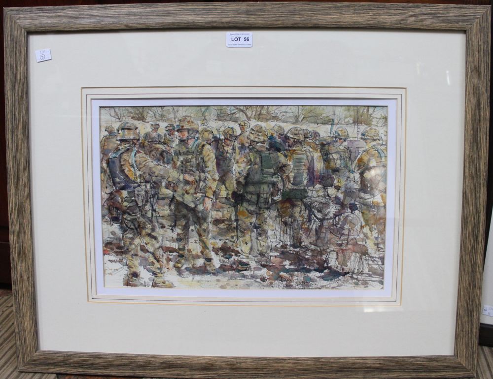 Don Glynn "After the battle...The Queens Dragoon Guards" watercolour painting, signed, 27cm x 42cm, - Image 2 of 3