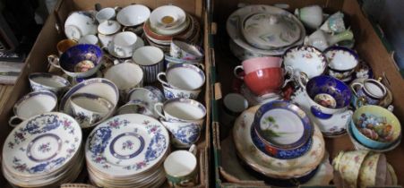 Two boxes containing a wide selection of porcelain and china tea and table wares
