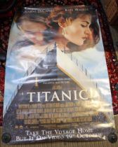 A "Titanic" film cinema poster, starring Leonardo DiCaprio and Kate Winslet, 152cm x 102cm