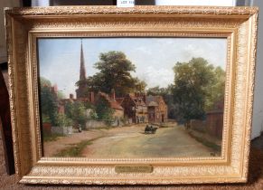 Mollie Hiorns (nee Wilson) "Allesley Village, near Coventry c.1895" oil painting on canvas, monogram