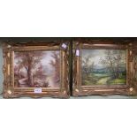 A pair of gilt framed oil on canvas landscapes signed C.Inness