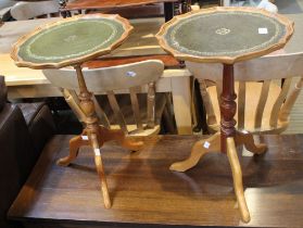 A pair of wine tables with green inset skiver tops