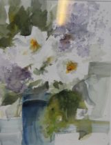 Sue Howells (1948-) "Still life, vase of flowers", watercolour painting, monogramed, 44cm x 33cm, fr