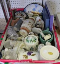 A box containing a wide selection of vintage china including Wedgwood, Port Meirion etc