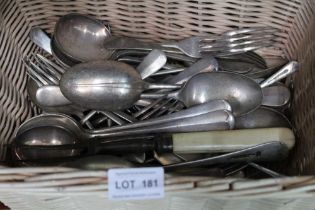 A mixed box containing EPNS forks & spoons