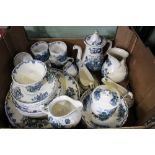 A Masons ironstone "Fruit Basket" pattern, Dinner and Coffee set for six, includes coffee pot, vario